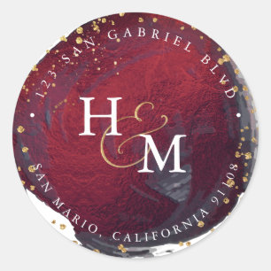 PixDezines Burgundy Imitate Gold Script Ampersand Runder Aufkleber