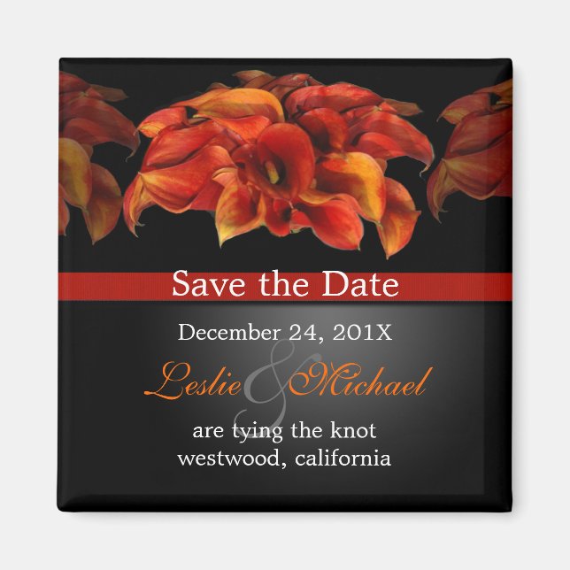 PixDezines Burnt Orange Calla Lily, Save the Date Magnet (Vorne)