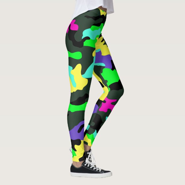 PixDezines-Camouflage, flackiger Neon Leggings (Rechts)