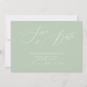 PixDezines Celadon Grün Script Save the Date Einladung