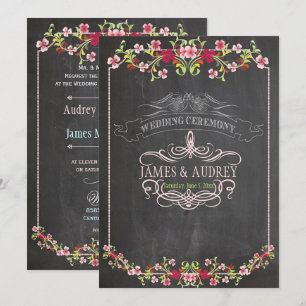 PixDezines Chalkboard/Blumen-/Farbton Einladung