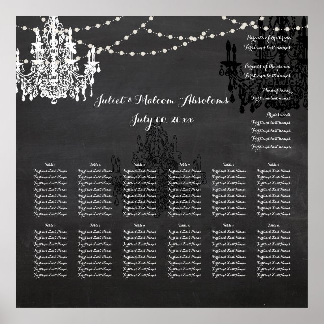 PixDezines chalkboard/chadeliers/Sitzplakette Poster (Vorne)