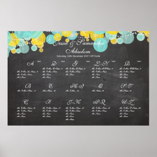 PixDezines chalkboard+lanterns/seating chart Poster