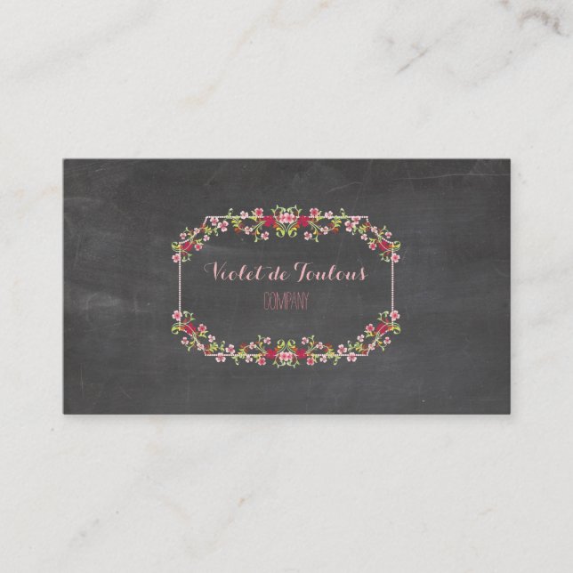 PixDezines Chalkboard+Petite Fleurs Visitenkarte (Vorderseite)