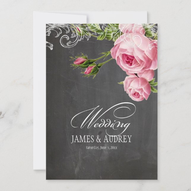 PixDezines chalkboard/Rokoko/Vintage Rose Einladung (Vorderseite)