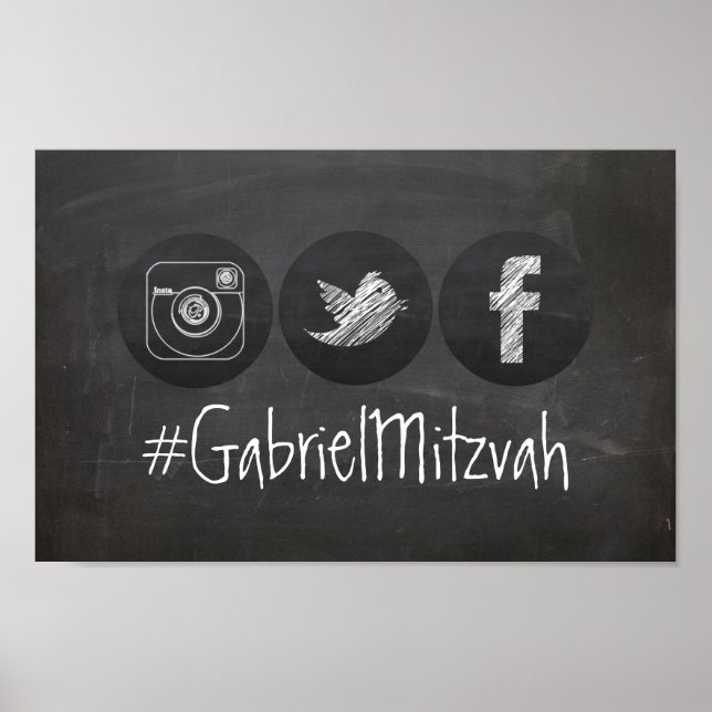PixDezines Chalkboard Social Media Hashtag Poster (Vorne)