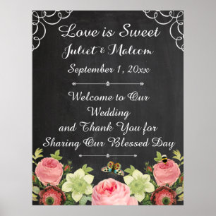 PixDezines chalkboard/Vintage Rose/Hochzeit Poster