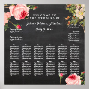 PixDezines chalkboard+Vintage Rose/Sitzplakette Poster