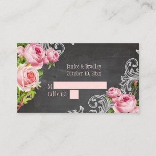 PixDezines Chalkboard+Vintage Rose/Tischkarten Platzkarte