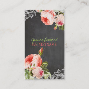 PixDezines Chalkboard+Vintage Rose Visitenkarte