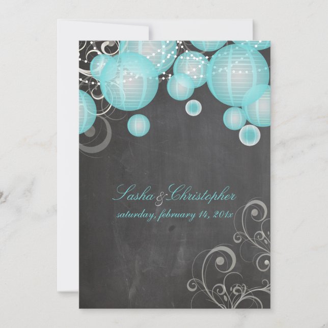 PixDezines chalkdboard+blaue Signalleuchten/ Einladung (Vorderseite)