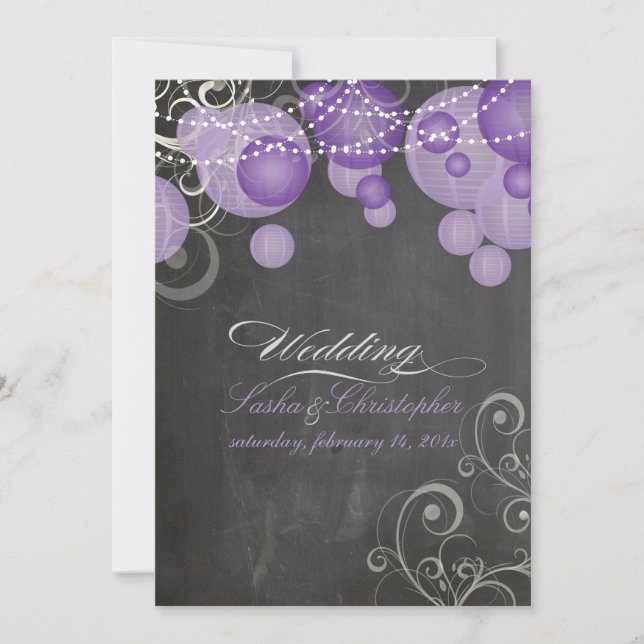 PixDezines chalkdboard+lila Signalleuchten/ Einladung (Vorderseite)