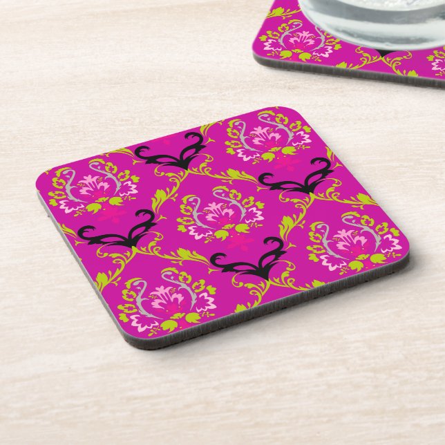 PixDezines Chantal Damask/DIY Hintergrundfarbe Untersetzer (Linke Seite)