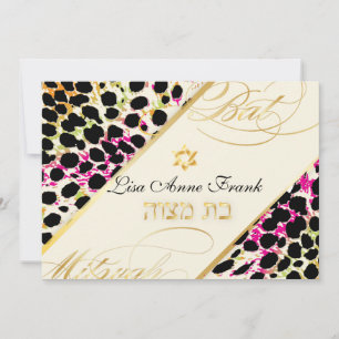 PixDezines cheetah print, Bat Mitzvah/ DIY Farbe Einladung