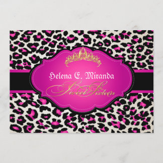 PixDezines cheetah+tiara/16 . Geburtstag Einladung