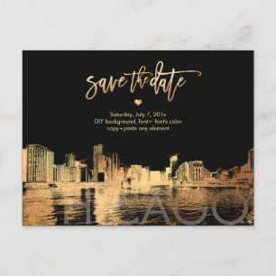 PixDezines/Chicago Save the Date/Falsches Gold Ankündigungspostkarte