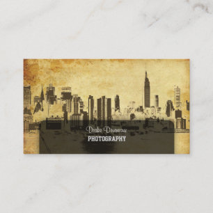 PixDezines City Scape, New York, vintage Visitenkarte