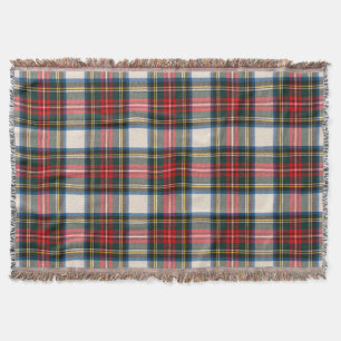 PixDezines Clan Stewart Tartan rot weiß Decke