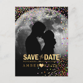 PixDezines Confetti+Imitats Gold Save the Date Ankündigungspostkarte