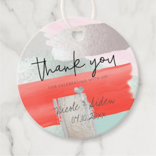 PixDezines Coral Mint Watercolor Danke Geschenkanhänger