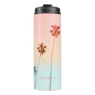 PixDezines Cotton Candy Tropical Palms Thermosbecher