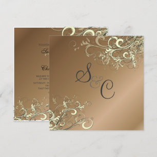 PixDezines CREAM SWIRLS/FAUX KUPFER-HINTERGRUND Einladung
