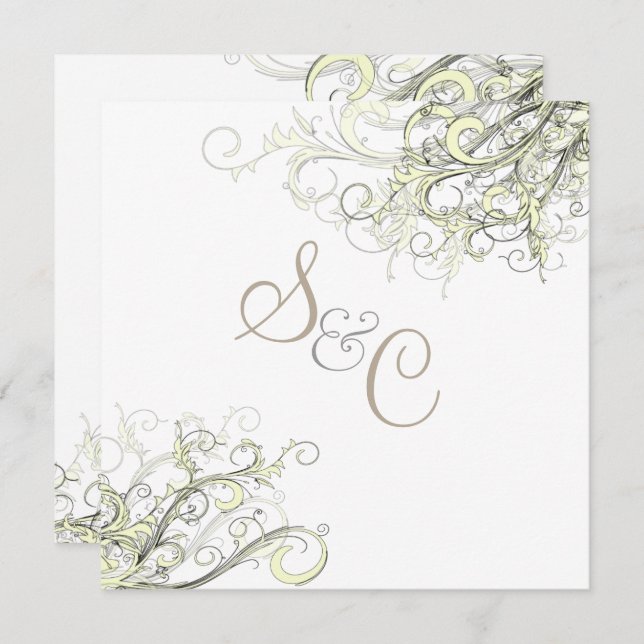 PixDezines CREAM-WIRBEL/HINTERGRUND Einladung (Vorne/Hinten)