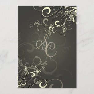 PixDezines creme Wirbel + Graphit Einladung