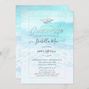 PixDezines Crystal Blue BeachShoreline Quinceanera Einladung