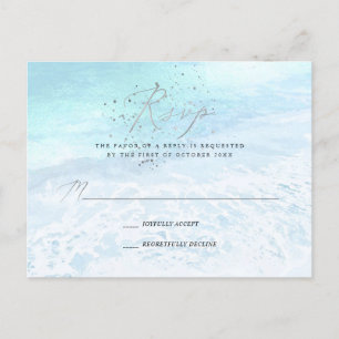 PixDezines Crystal Blue Coastal Calligraphy UAWG Einladungspostkarte