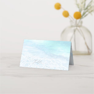 PixDezines Crystal Blue Coastal Shoreline Beach Platzkarte