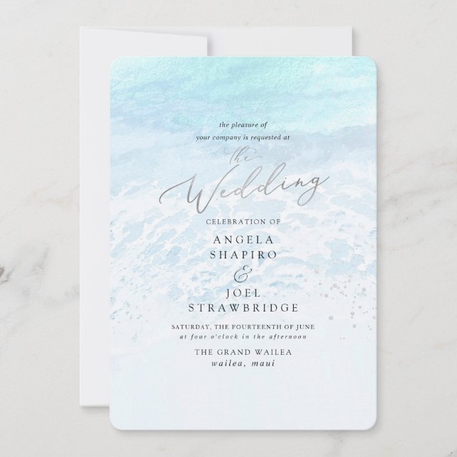 PixDezines Crystal Blue Shoreline, Beach Wedding Einladung (Vorderseite)