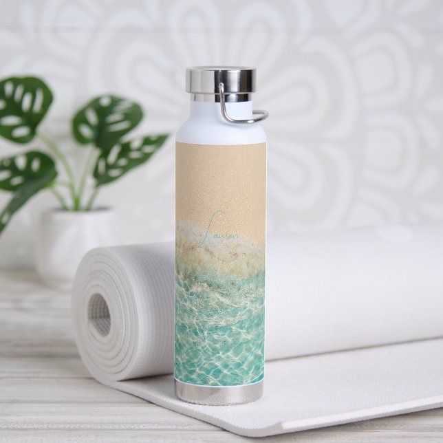 PixDezines Crystal Clear Shoreline Beach Trinkflasche (Yoga)