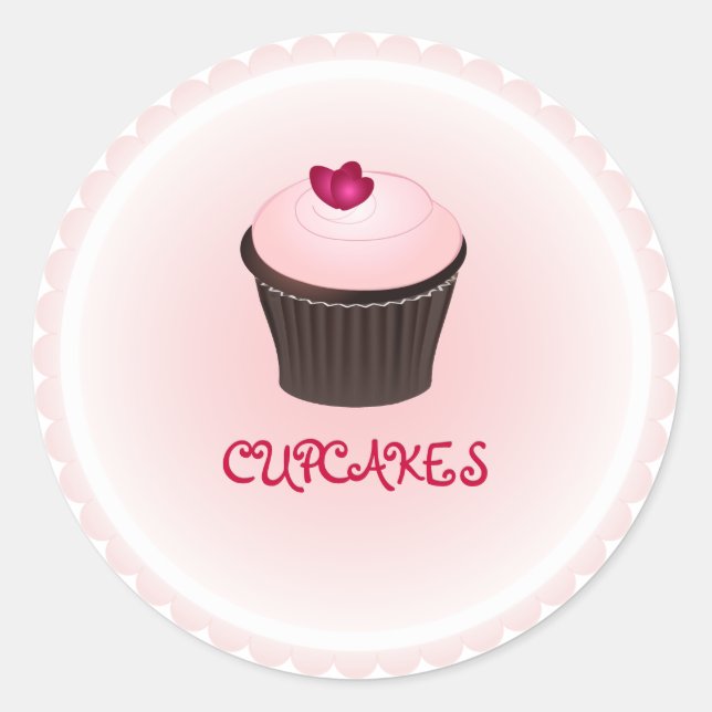 PixDezines cupcake/rote Herzen Runder Aufkleber (Vorderseite)