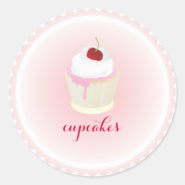 PixDezines cupcake/Rote Kirsche Runder Aufkleber (Vorderseite)