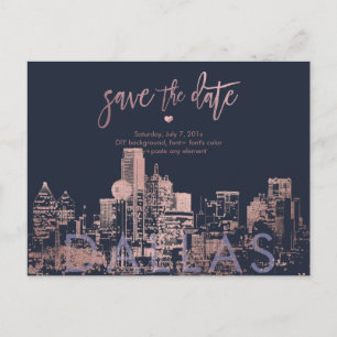 PixDezines/Dallas Save the Date/Falsches Roségold Ankündigungspostkarte