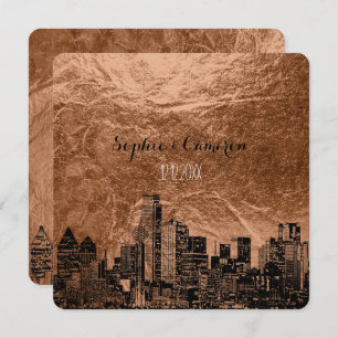 PixDezines Dallas Sketched/Imitat Kupferhintergrun Einladung