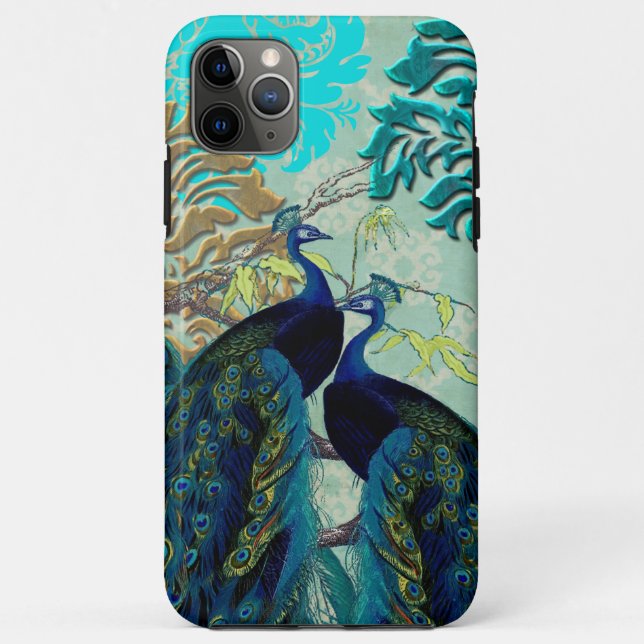 PixDezines Damask/Peacocks Ungewöhnlicher iPhone-F Case-Mate iPhone Hülle (Rückseite)