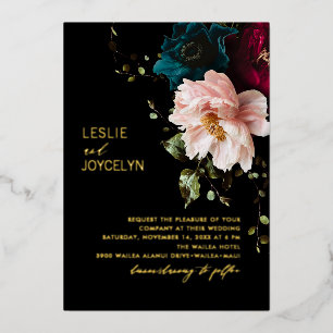 PixDezines Dark Moody Floral Arrangement Folieneinladung