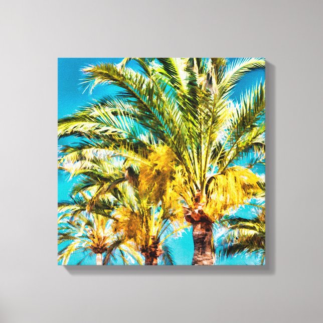 PixDezines Date Palms/Aqua Blue Leinwanddruck (Vorderseite)