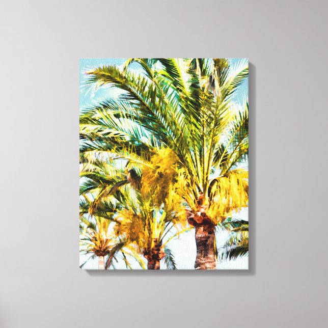 PixDezines Date Palms/Light Blue Leinwanddruck (Vorderseite)
