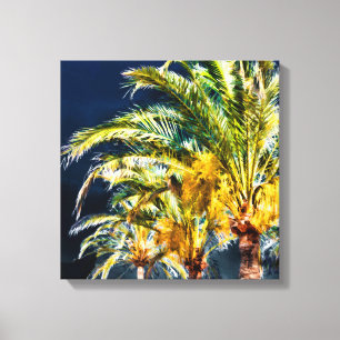 PixDezines Date Palms/Midnight Blue Leinwanddruck