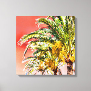 PixDezines Date Palms/Sunset Sky Leinwanddruck