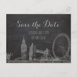 PixDezines Datum merken/Kreidetafel/London skizzie Ankündigungspostkarte