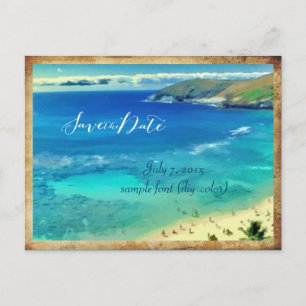 PixDezines / Datum sichern / vintage hanauma bay Ankündigungspostkarte