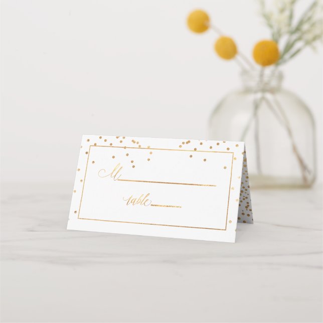 PixDezines Dazzled Imitate Gold Confetti Placecard Platzkarte (Vorderseite)