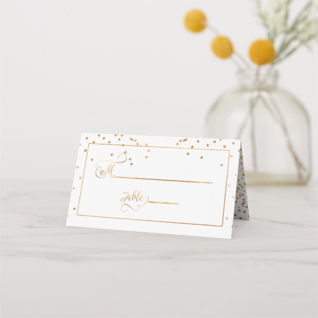 PixDezines Dazzled Imitate Gold Confetti Placecard Platzkarte (Vorderseite)