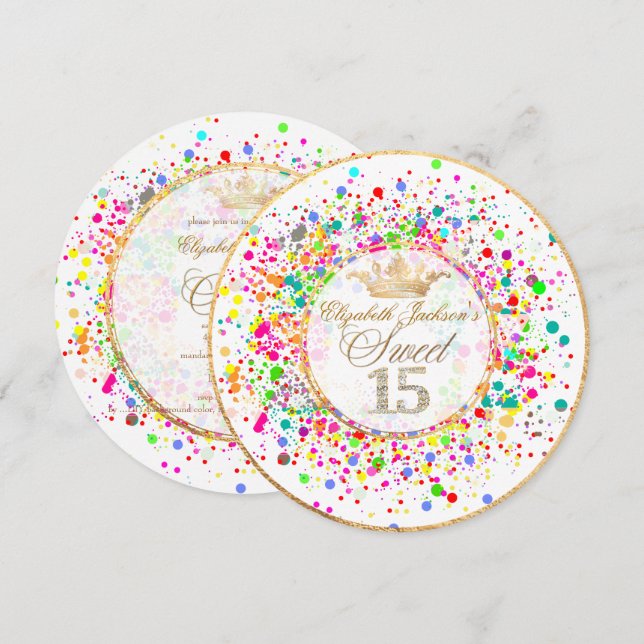 PixDezines Dazzled/Regenbogen/Sweet+15 Einladung (Vorne/Hinten)