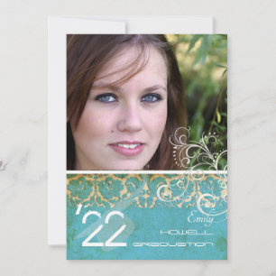 PixDezines Desiree Damask/altblaues Türkis Einladung