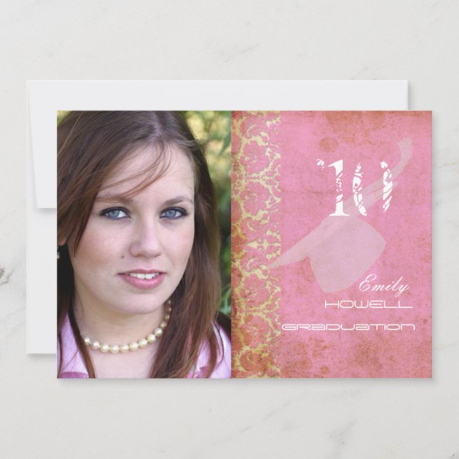 PixDezines Desiree Damask/Vintag+Pink Einladung (Vorderseite)